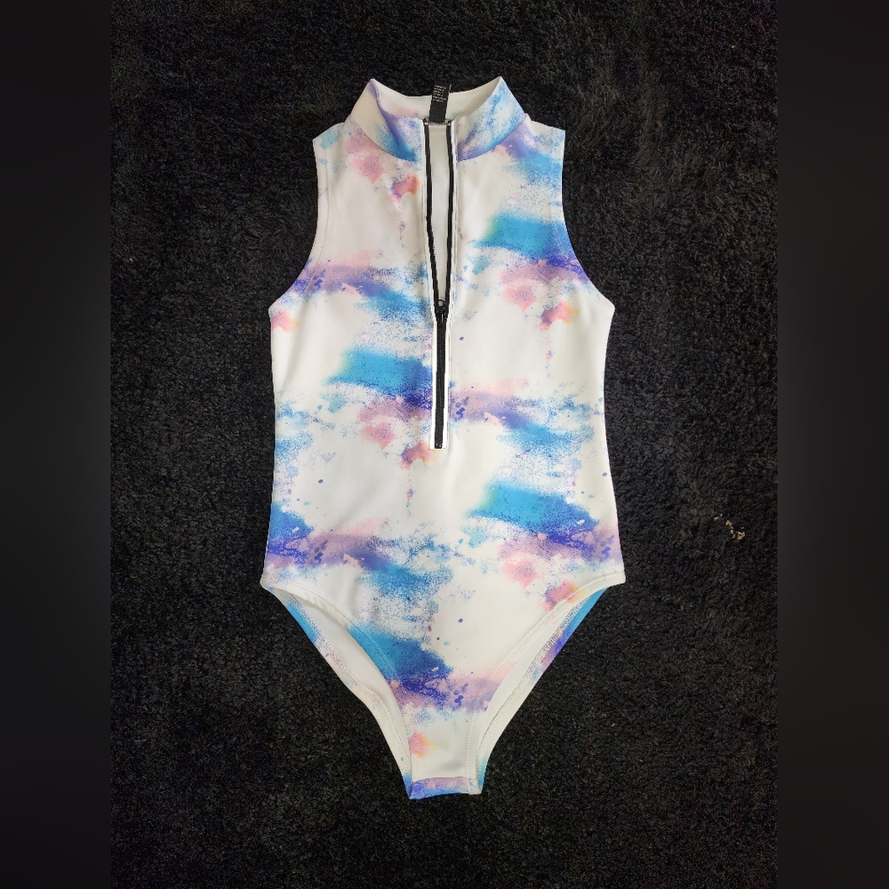 Forever 21 Multicolor Zip-Up Bodysuit - Size Medium